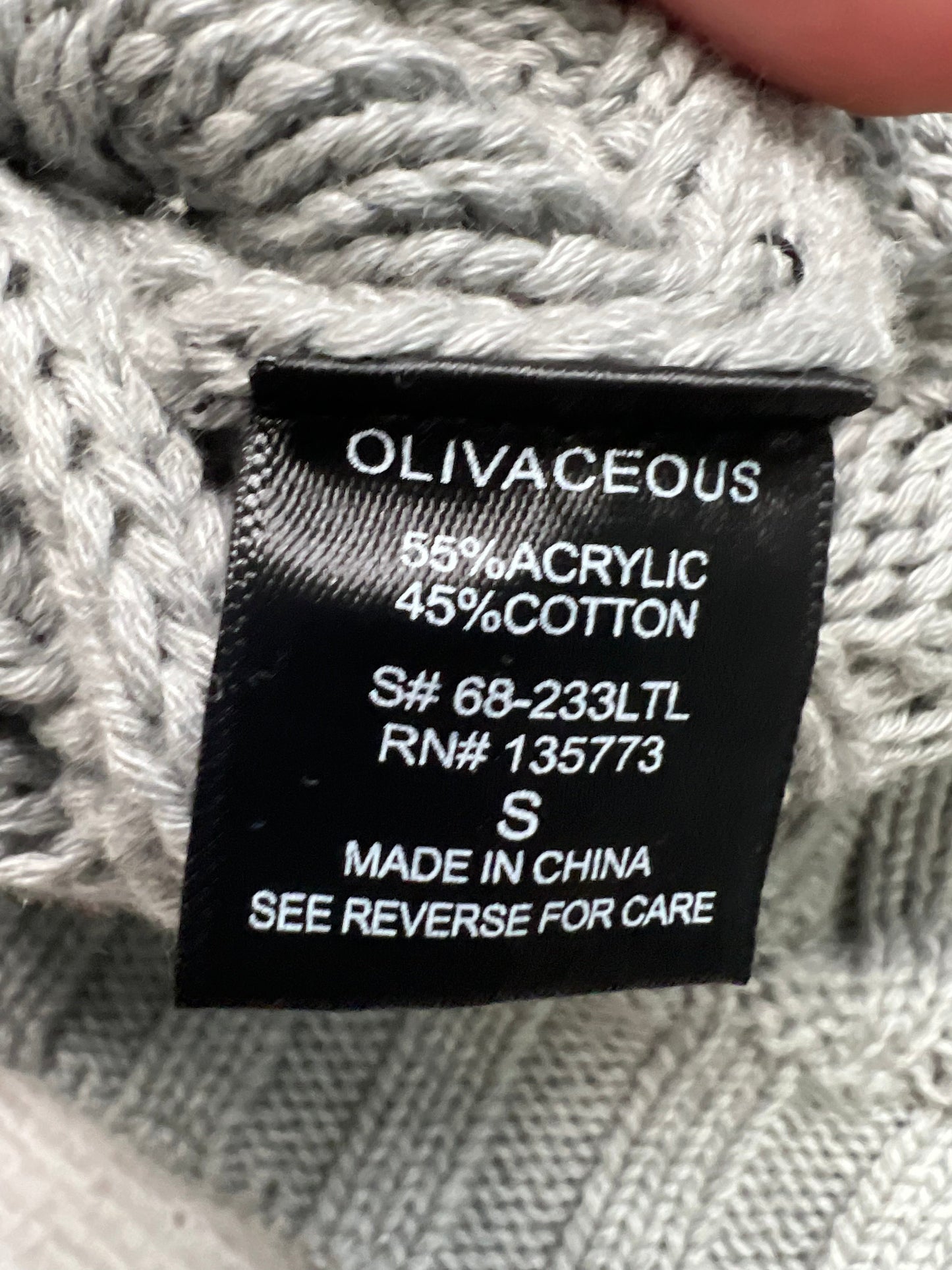 Sweater Cardigan By Olivaceous In Grey, Size: S