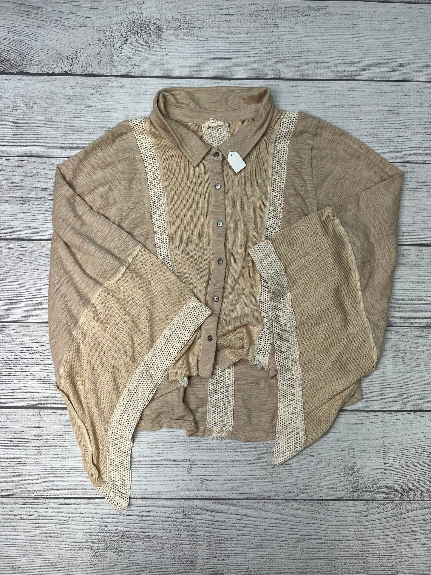 New! Top Long Sleeve By Pol In Tan, Size: S