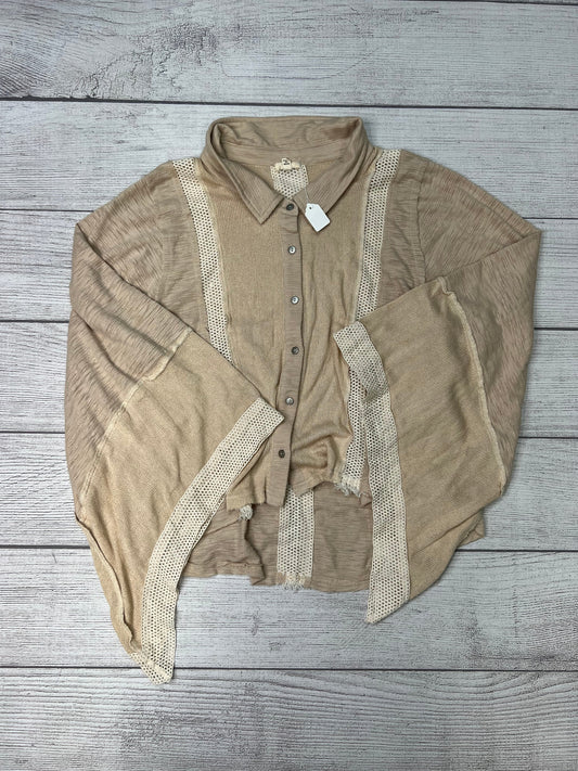 New! Top Long Sleeve By Pol In Tan, Size: S