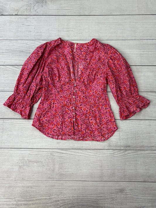 Top 3/4 Sleeve By Free People In Floral, Size: L