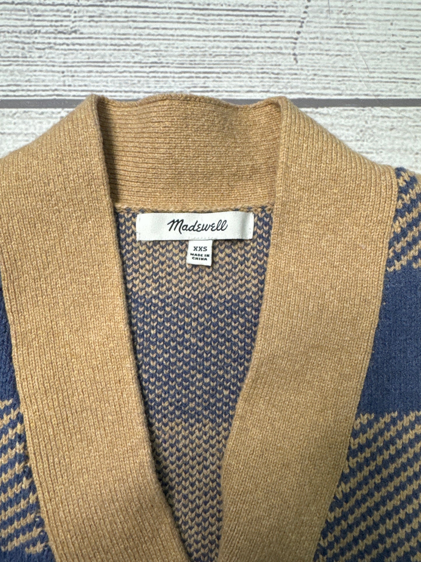 Sweater Cardigan By Madewell In Blue Plaid, Size: Xxs