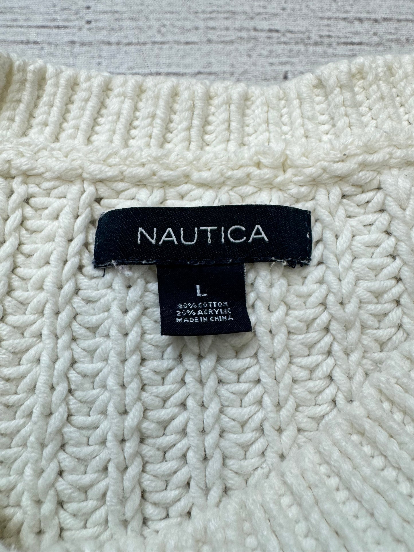 Sweater By Nautica In White, Size: L