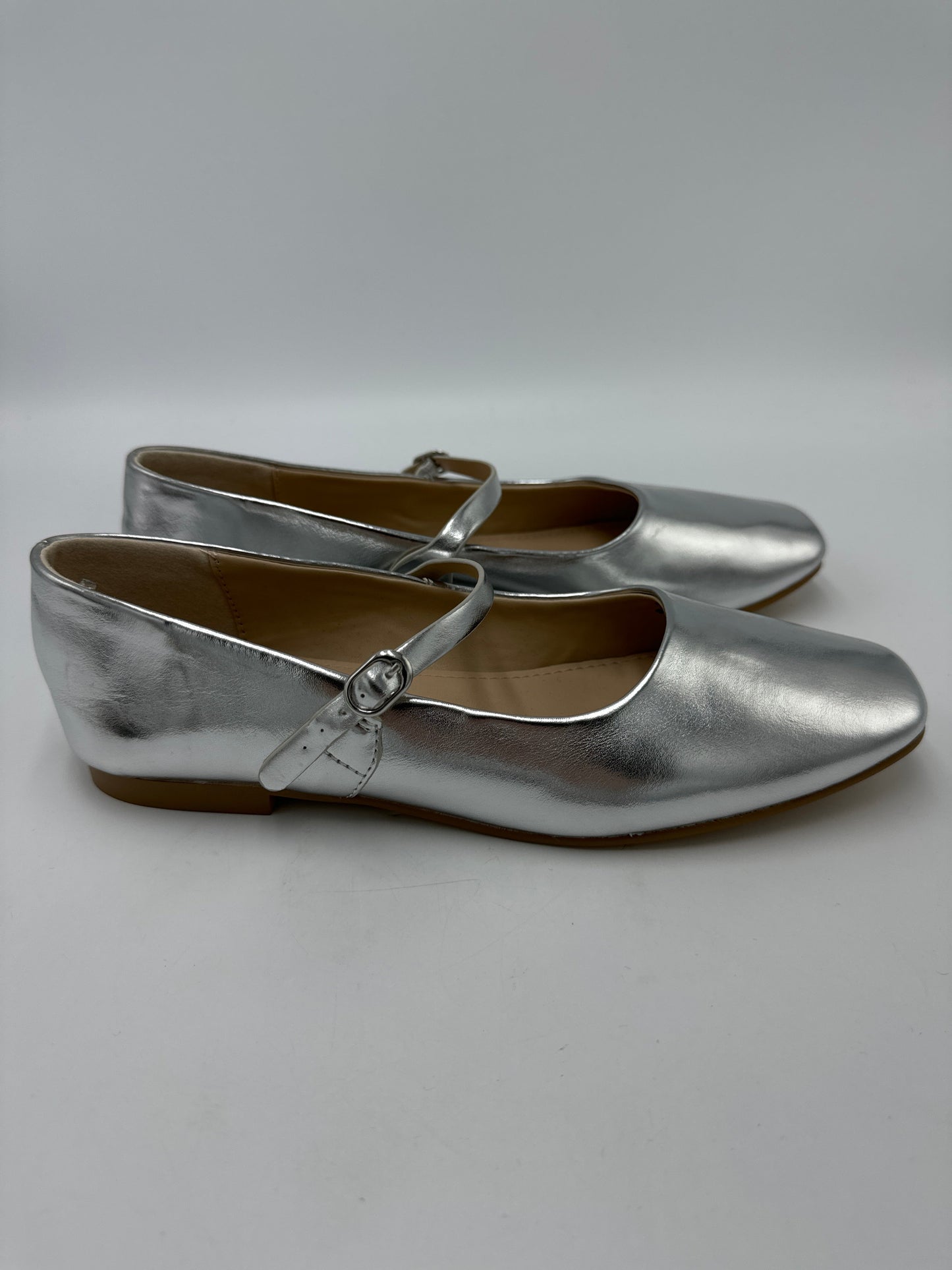 Shoes Flats By Banana Republic In Silver, Size: 8