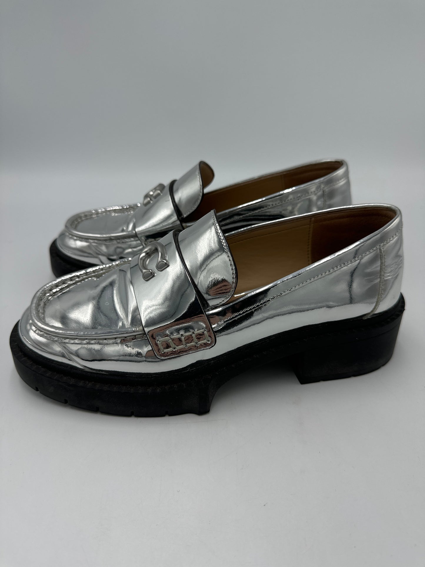 Shoes Designer By Coach In Silver, Size: 6