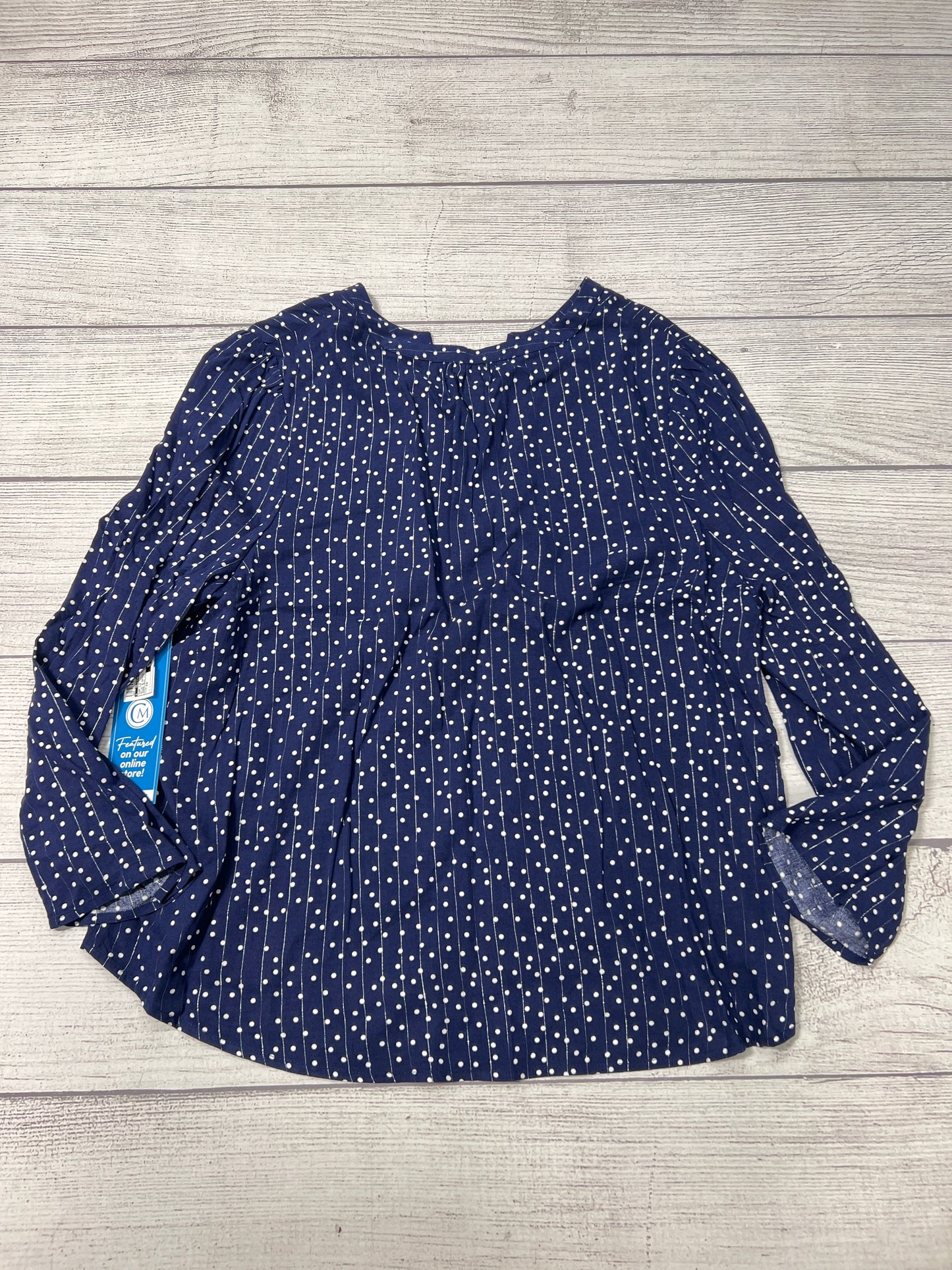 New! Top Long Sleeve By Como Blu In Blue & White, Size: 1x