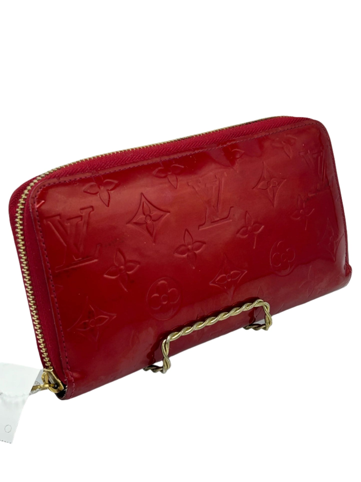 Louis Vuitton Red Vernis Zippy Designer Luxury Wallet