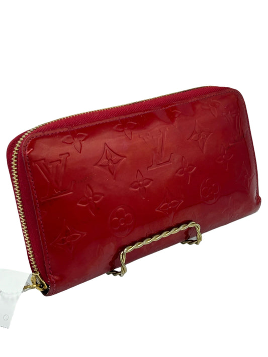 Louis Vuitton Red Vernis Zippy Designer Luxury Wallet