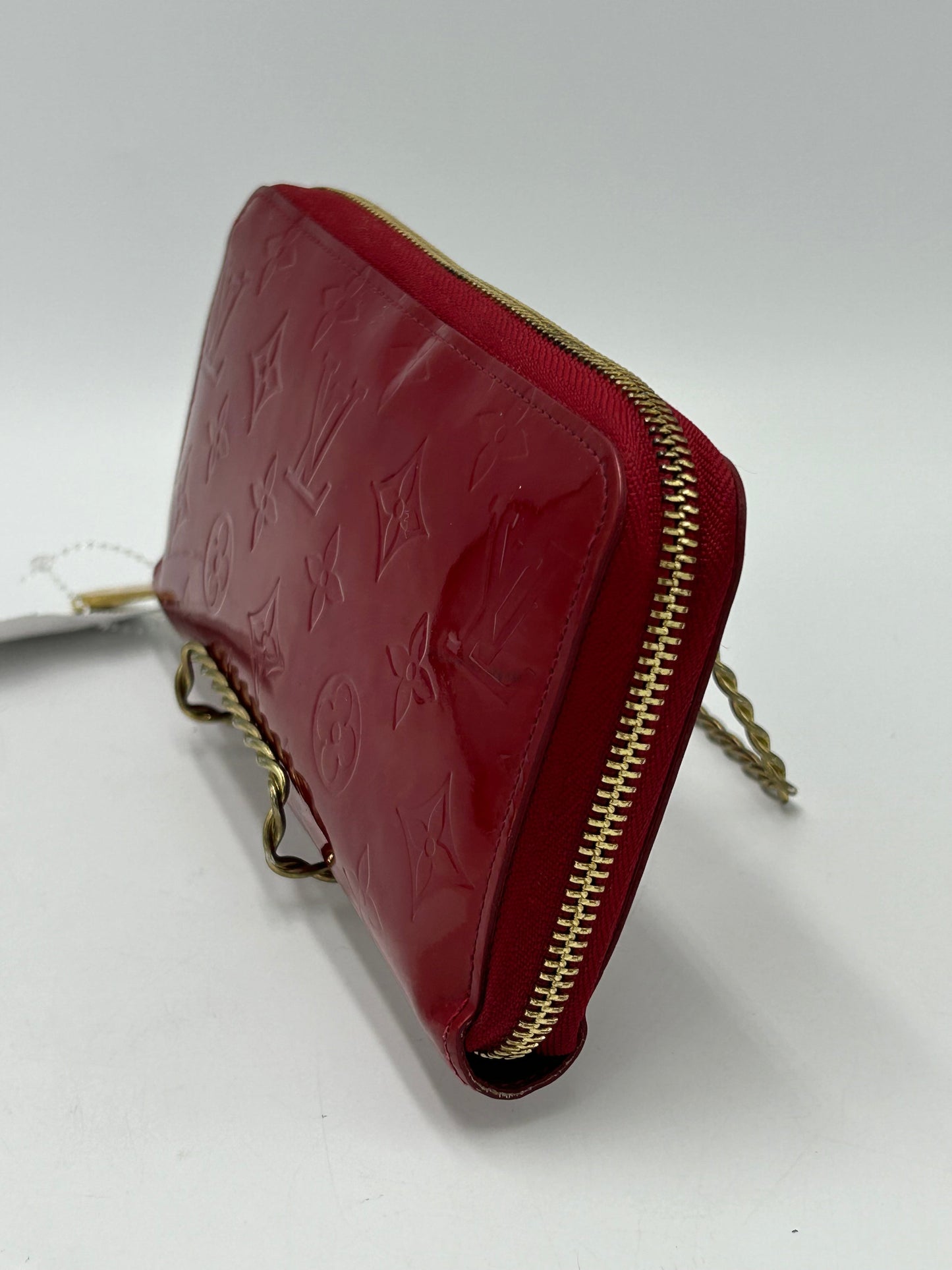 Louis Vuitton Red Vernis Zippy Designer Luxury Wallet