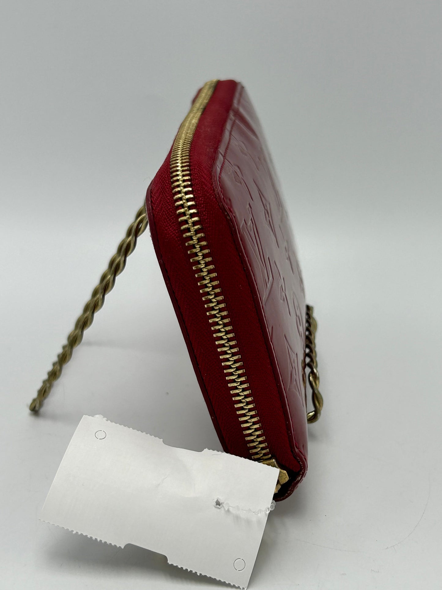 Louis Vuitton Red Vernis Zippy Designer Luxury Wallet