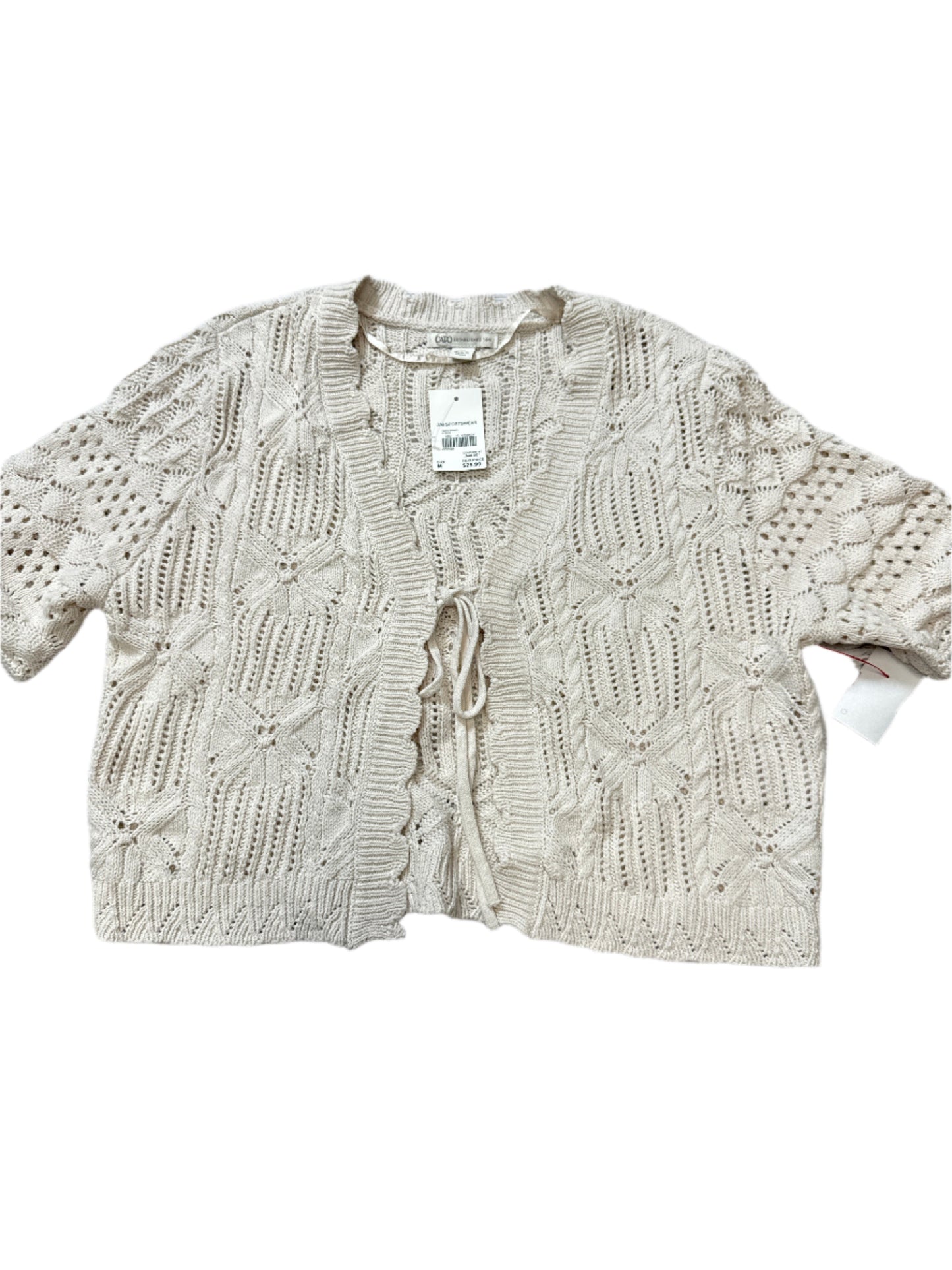 Sweater Short Sleeve By Cato In Beige, Size: M