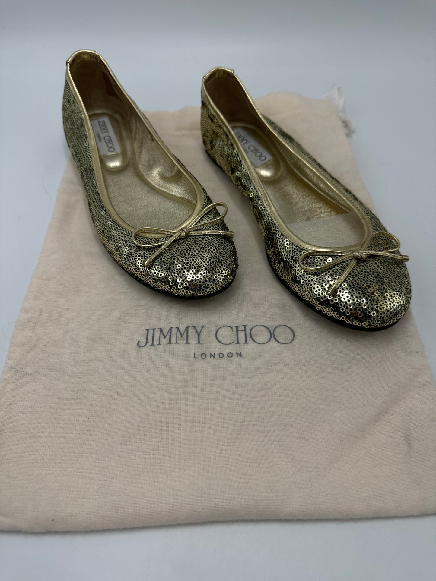 Shoes Luxury Designer By Jimmy Choo In Gold, Size: 7