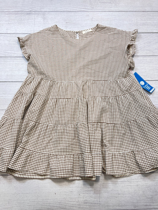 Dress Casual Short By A Beautiful Soul In Brown & Cream, Size: 2x