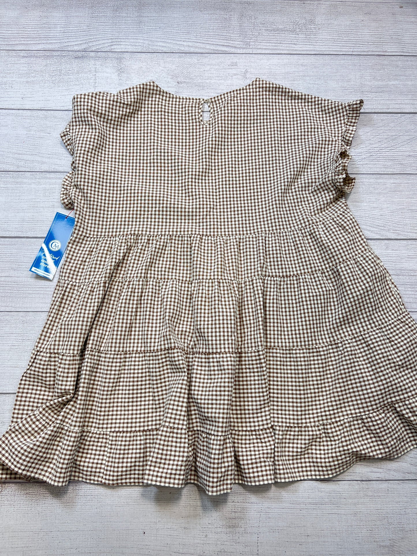 Dress Casual Short By A Beautiful Soul In Brown & Cream, Size: 2x