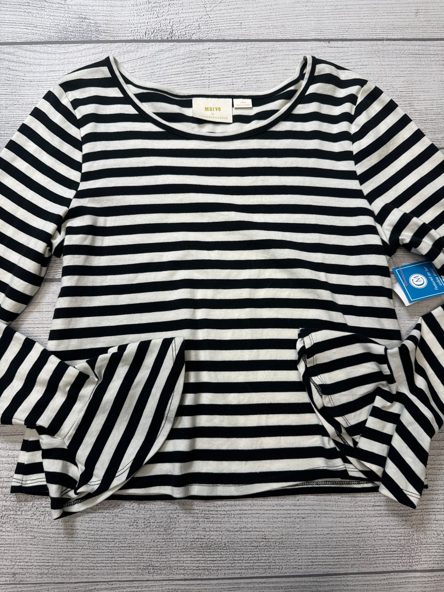 Top Long Sleeve By Maeve In Striped Pattern, Size: L