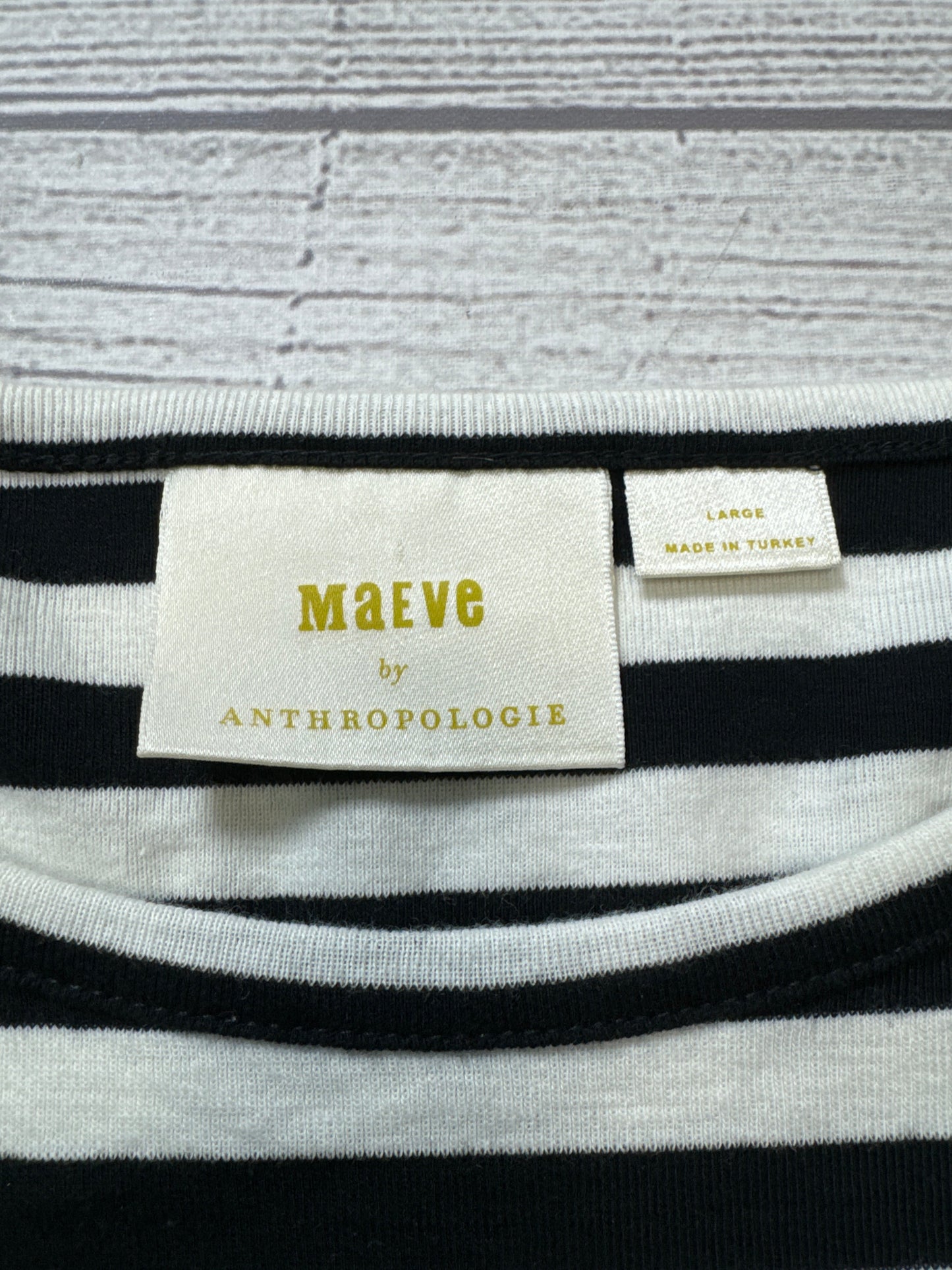 Top Long Sleeve By Maeve In Striped Pattern, Size: L