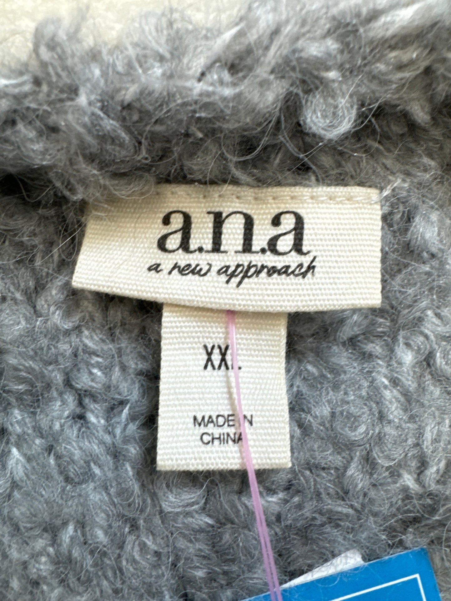 Sweater Cardigan By Ana In Grey & White, Size: Xxl