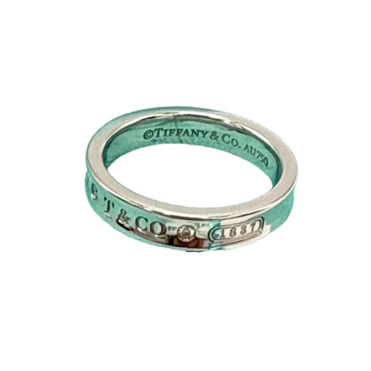 Tiffany & Company 18K Gold & Diamonds 1837 Luxury Ring, Size: 6