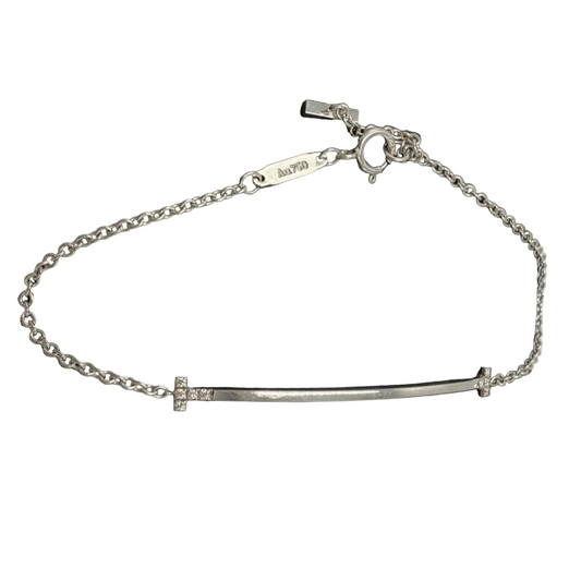 Tiffany & Company T Smile 18K Diamond Luxury Bracelet, Size:  6.25”