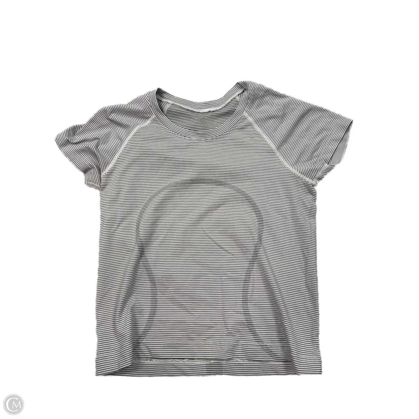 Athletic Top Short Sleeve By Lululemon In Striped Pattern, Size: M