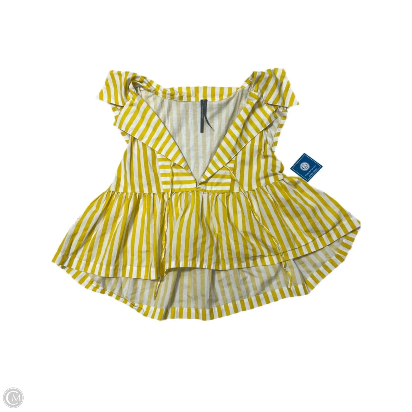 Top Sleeveless By Anthropologie In White & Yellow, Size: S