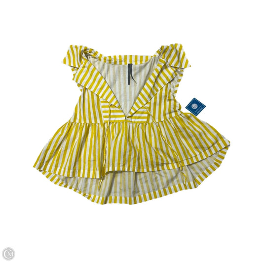 Top Sleeveless By Anthropologie In White & Yellow, Size: S