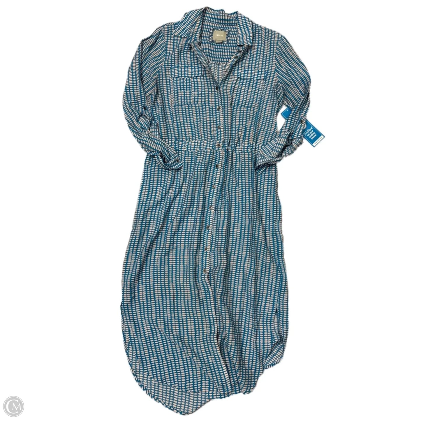 Dress Casual Midi By Maeve In Blue & Cream, Size: S