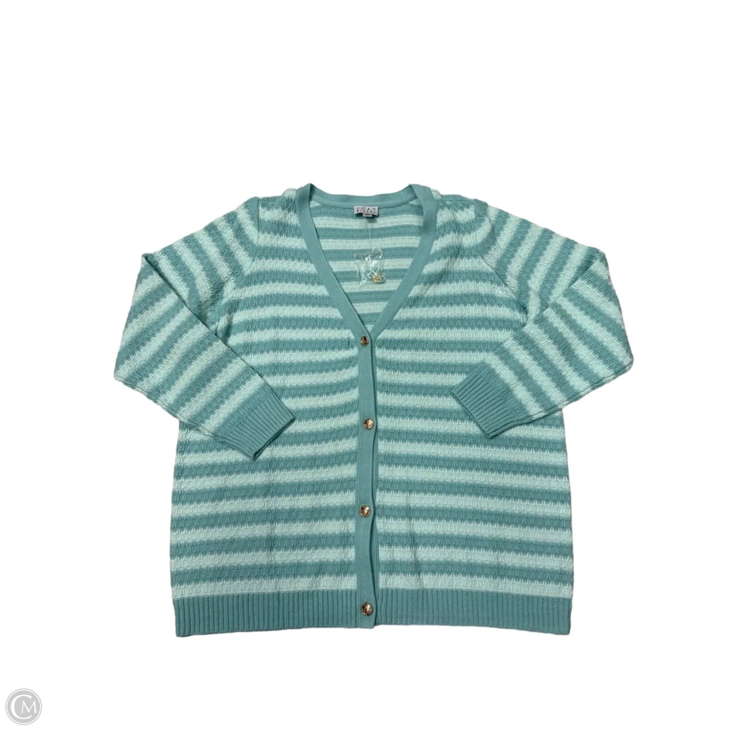 Sweater Cardigan By Joan Rivers In Blue, Size: 1x