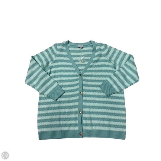 Sweater Cardigan By Joan Rivers In Blue, Size: 1x