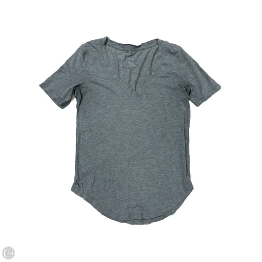 Athletic Top Short Sleeve By Lululemon In Grey, Size: M