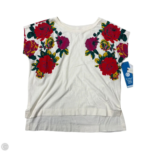 Top Short Sleeve By Anthropologie In Floral Print, Size: L