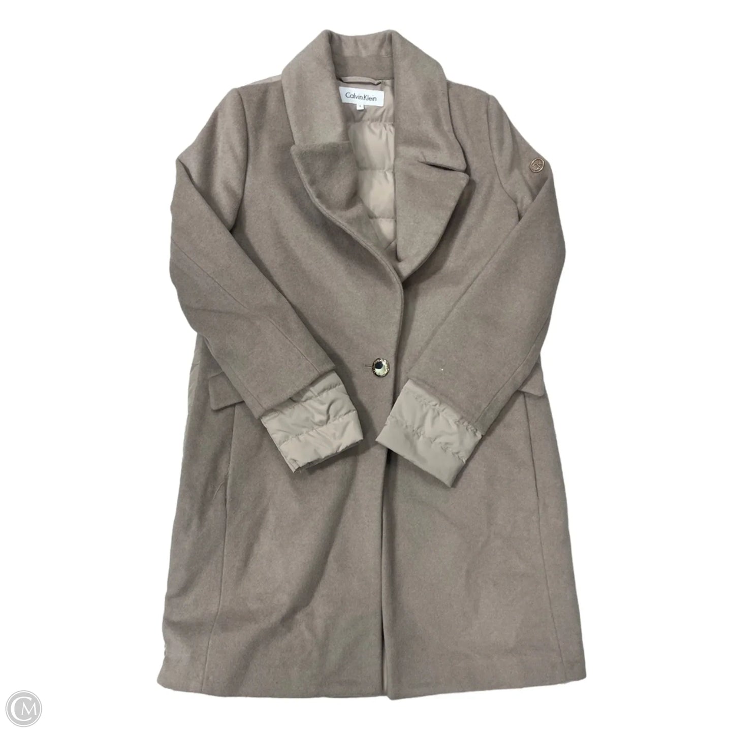 Coat Puffer / Peacoat By Calvin Klein In Taupe, Size: S