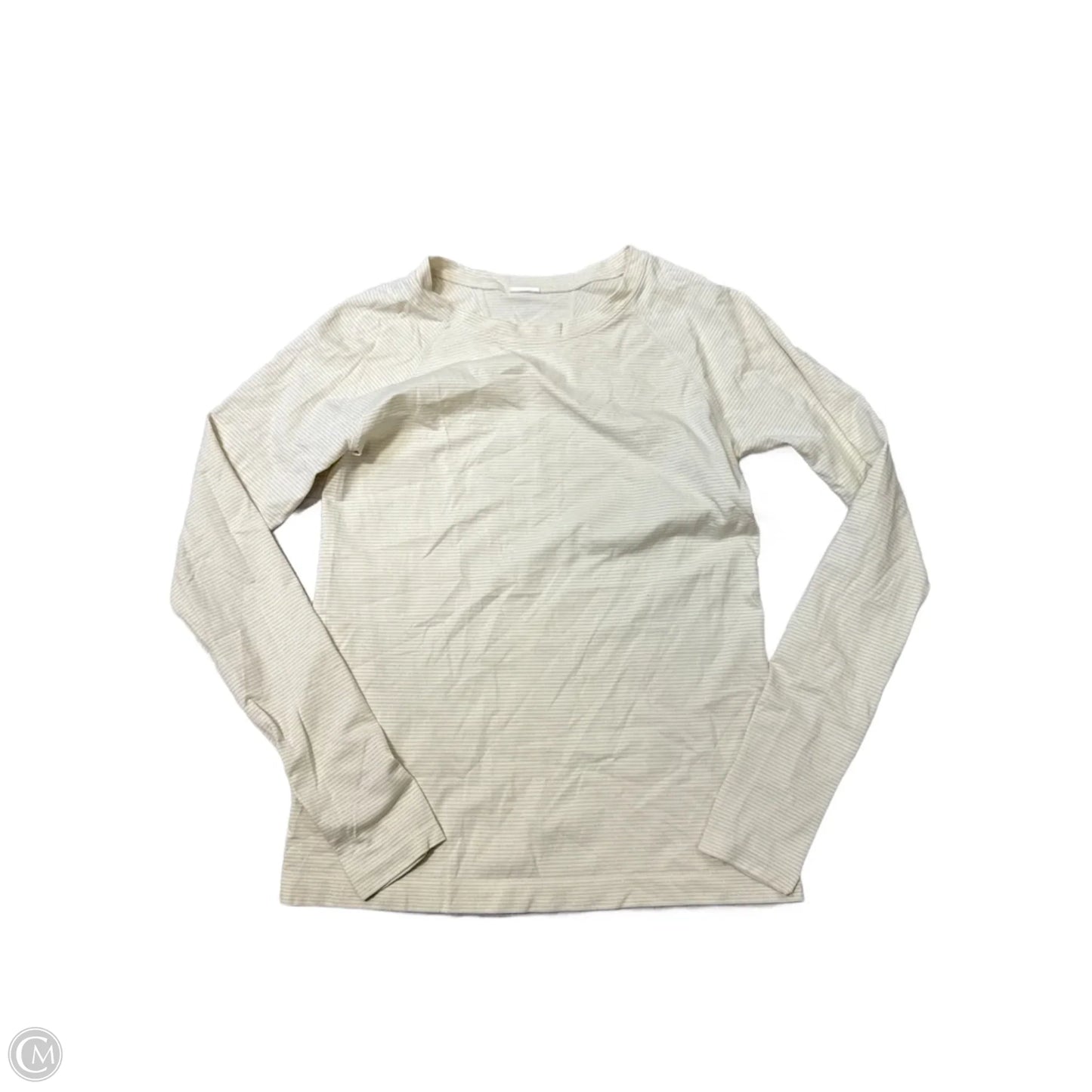 Athletic Top Long Sleeve Crewneck By Athleta In Cream & Silver, Size: M