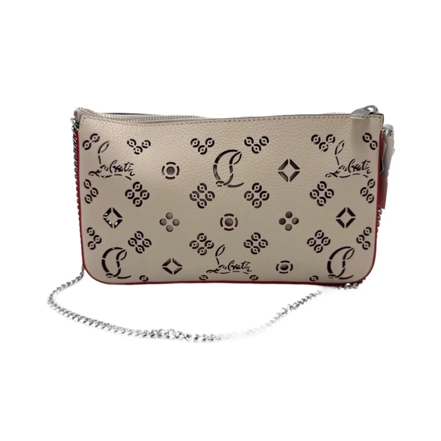 Christian Louboutin Calfskin Loubila Luxury Chain Clutch Handbag