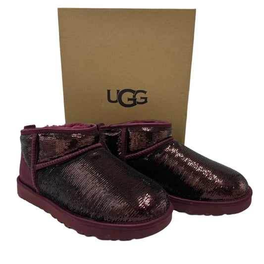 Ultra Mini Mirror Ball Boots By Ugg In Maroon, Size: 8