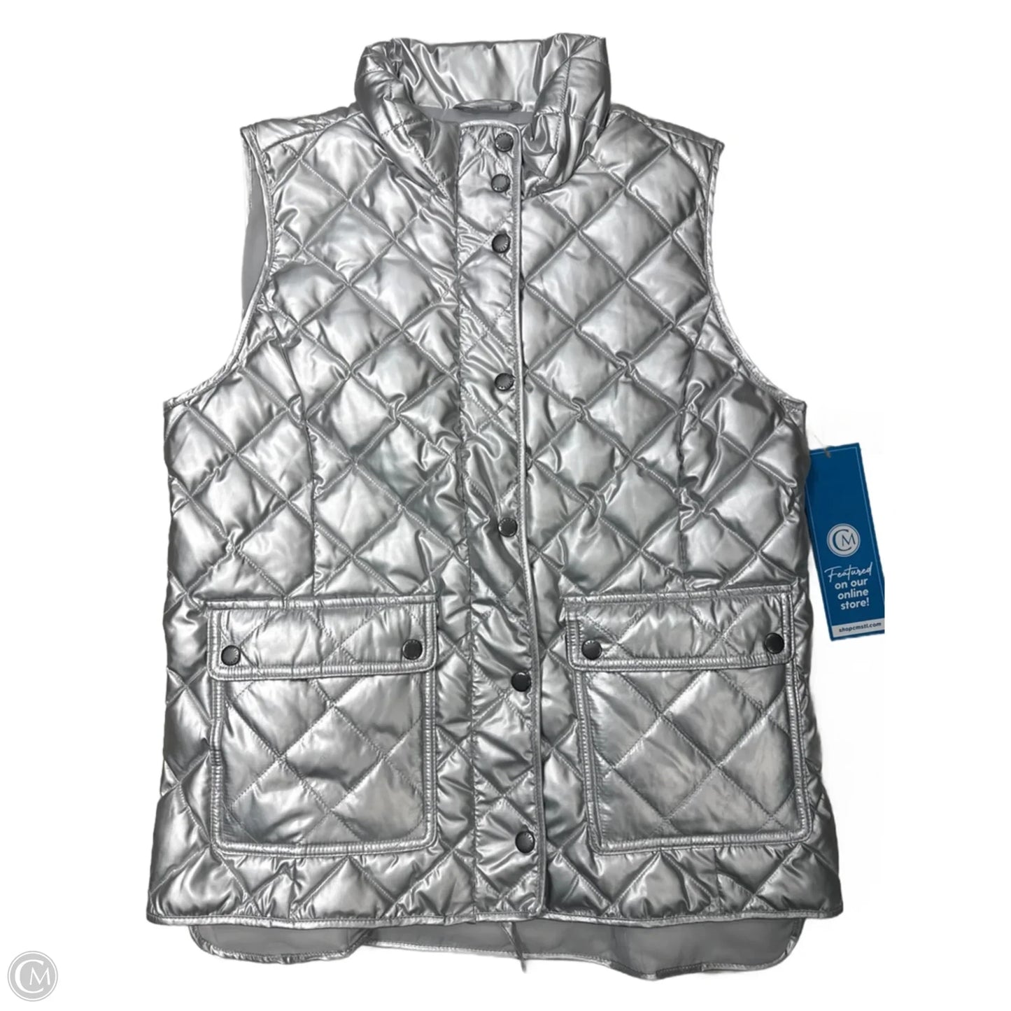 Vest Puffer & Quilted By Talbots In Silver, Size: M