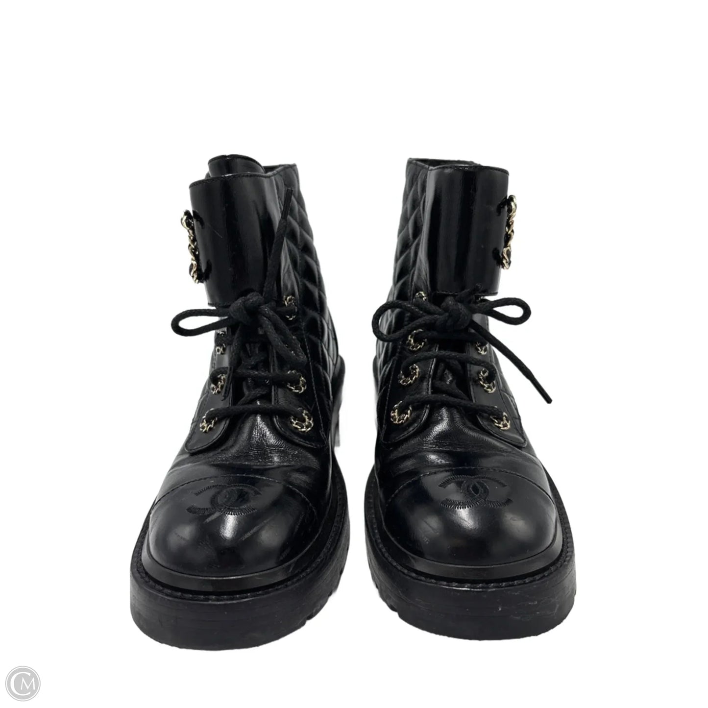 Chanel CC Logo Luxury Combat Boots, Size: 8