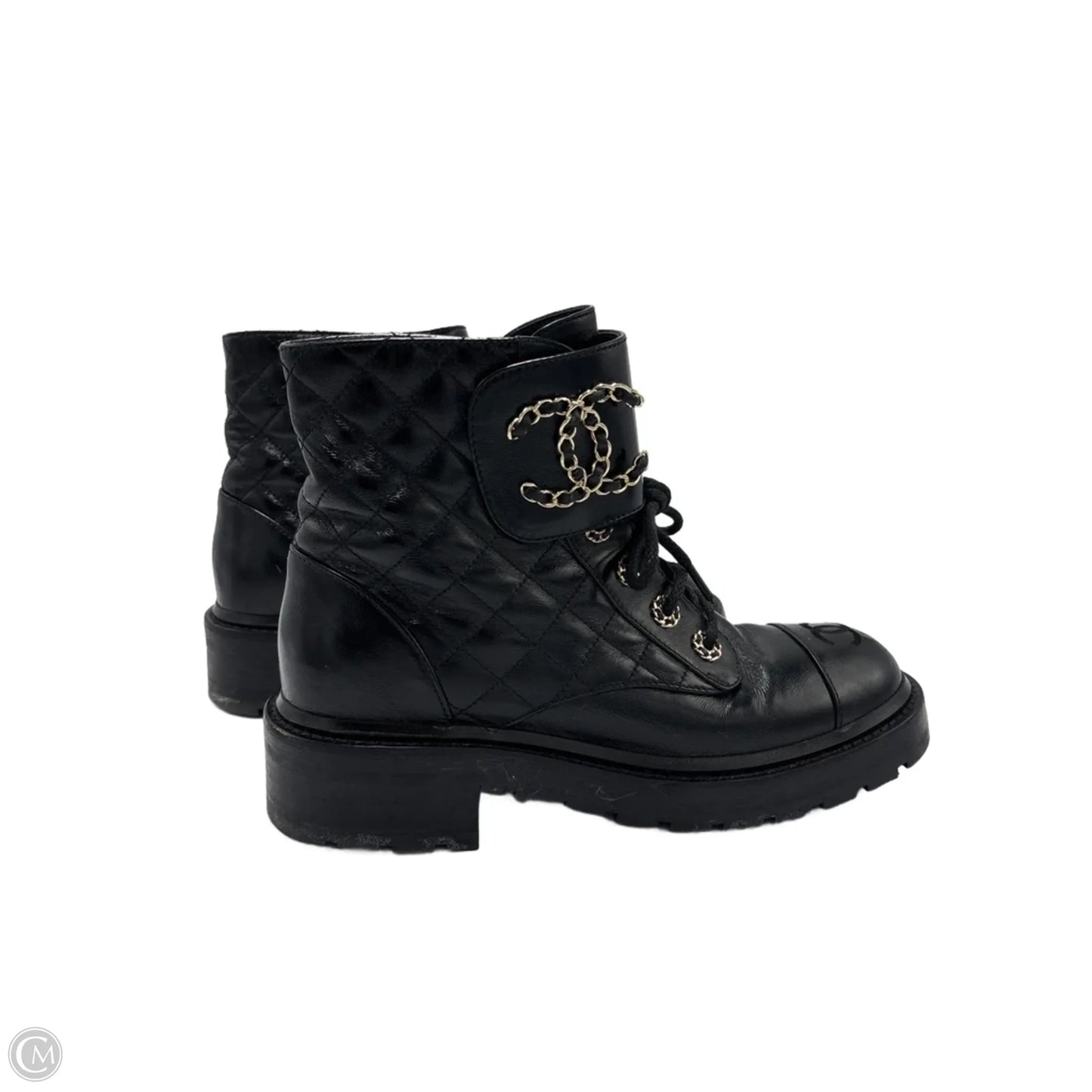 Chanel CC Logo Luxury Combat Boots, Size: 8