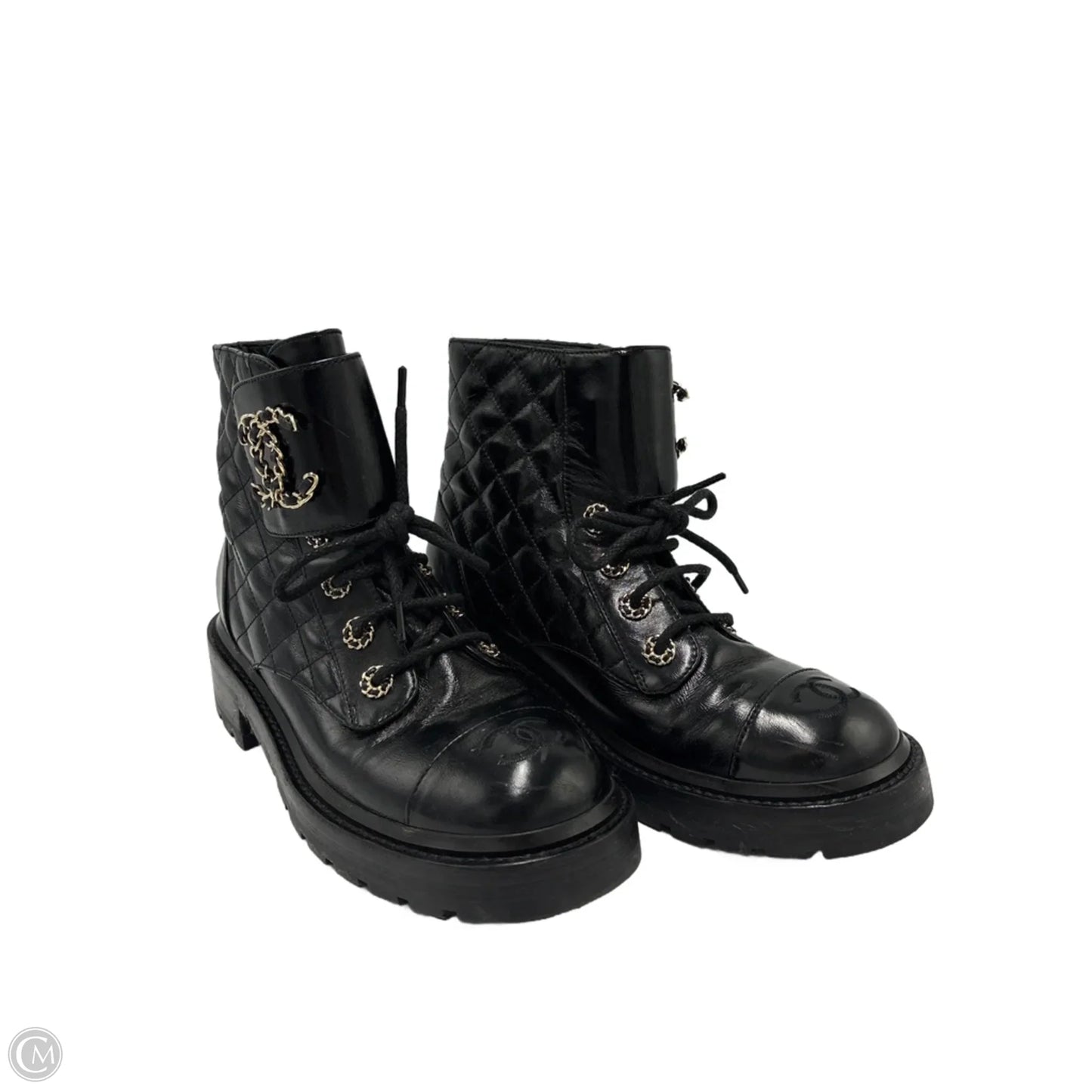 Chanel CC Logo Luxury Combat Boots, Size: 8