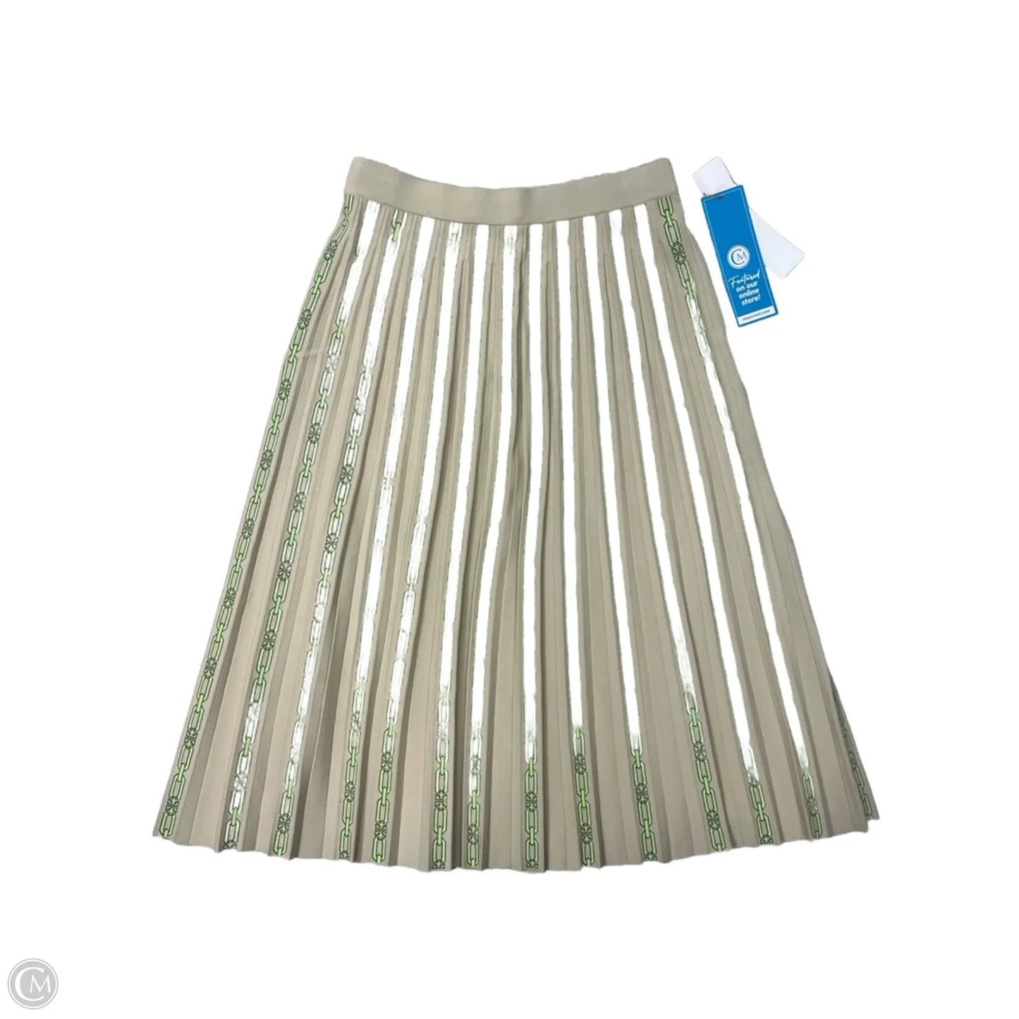 Skirt Designer By Tory Burch In Green & Tan, Size: L