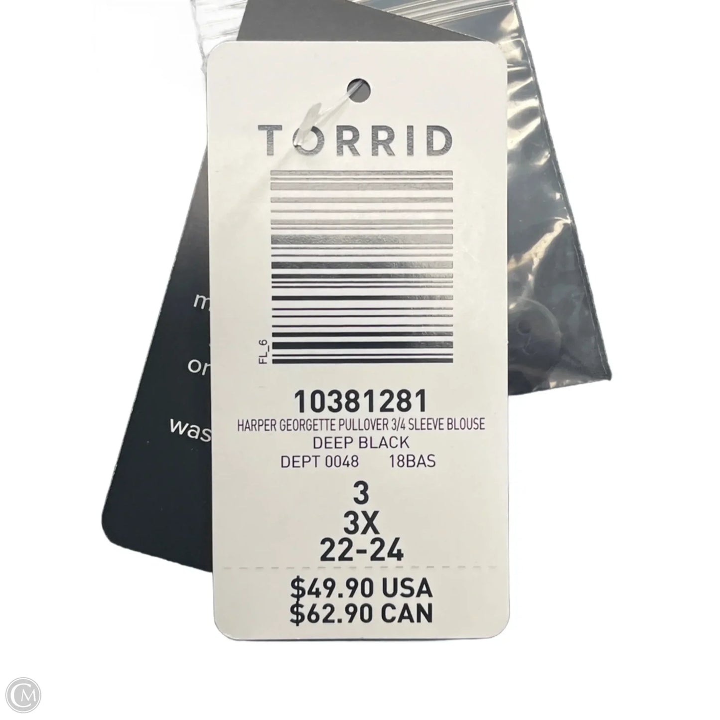 New! Top 3/4 Sleeve By Torrid In Black, Size: 3x