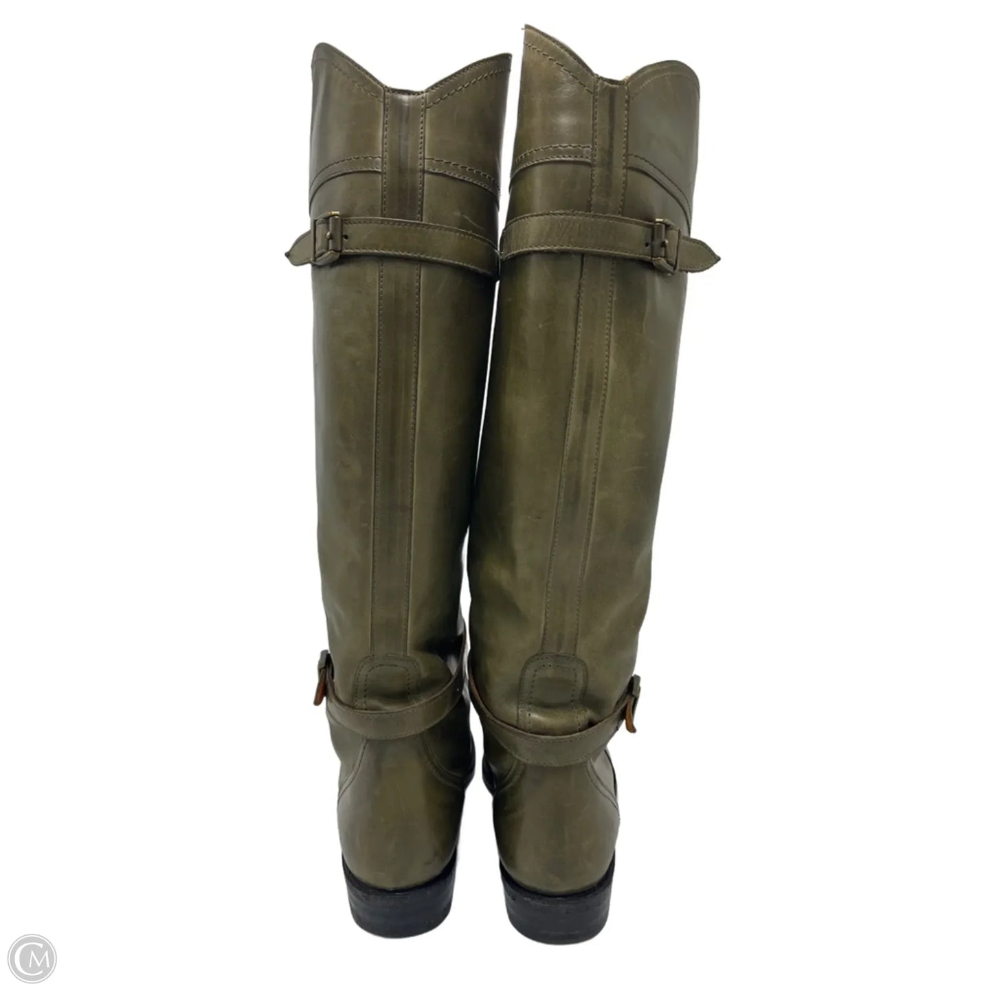 Frye Dorado Riding Designer Boots In Olive Green, Size: 8