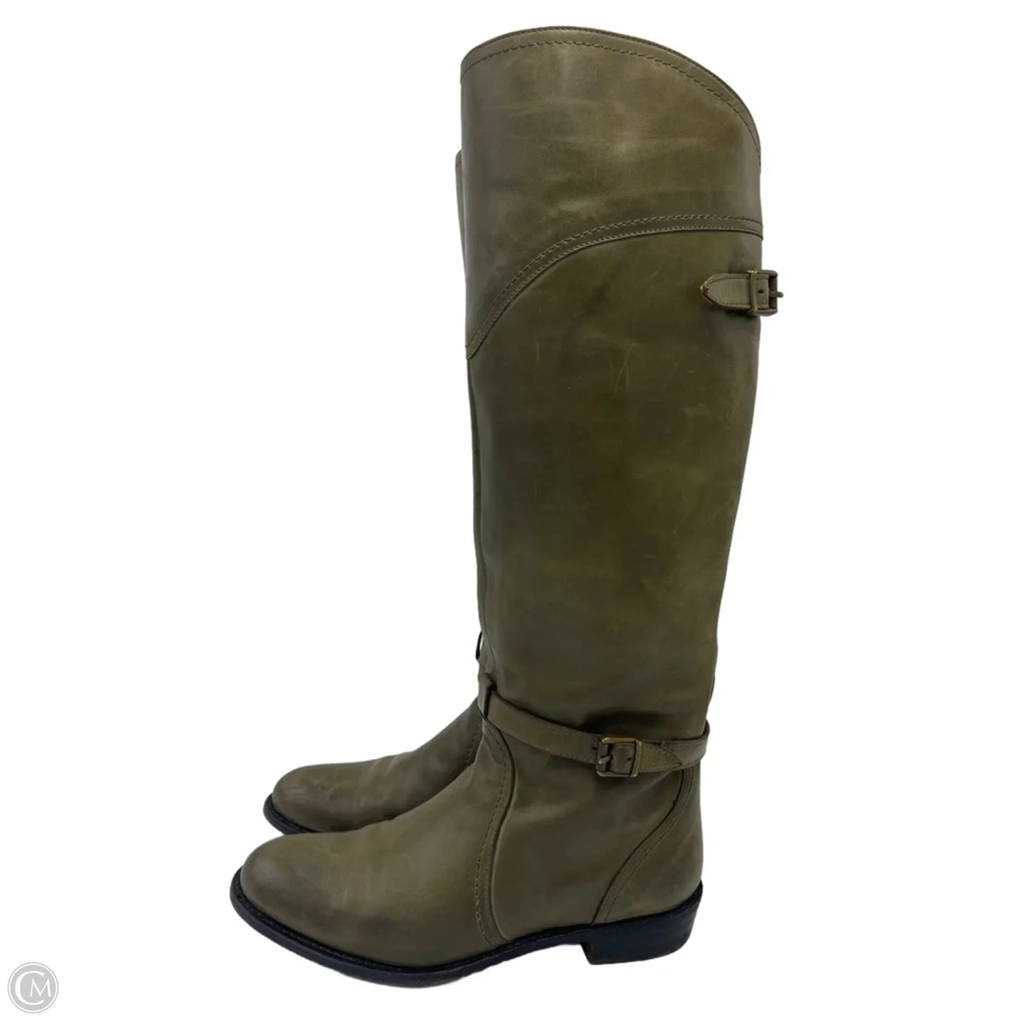 Frye Dorado Riding Designer Boots In Olive Green, Size: 8
