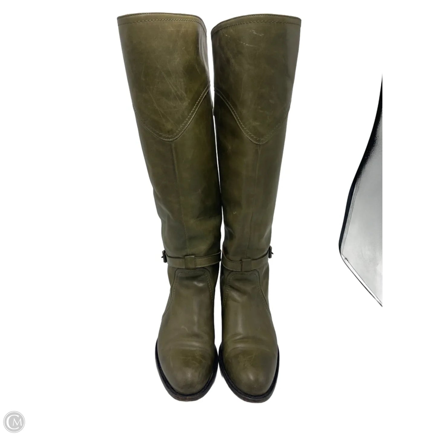 Frye Dorado Riding Designer Boots In Olive Green, Size: 8