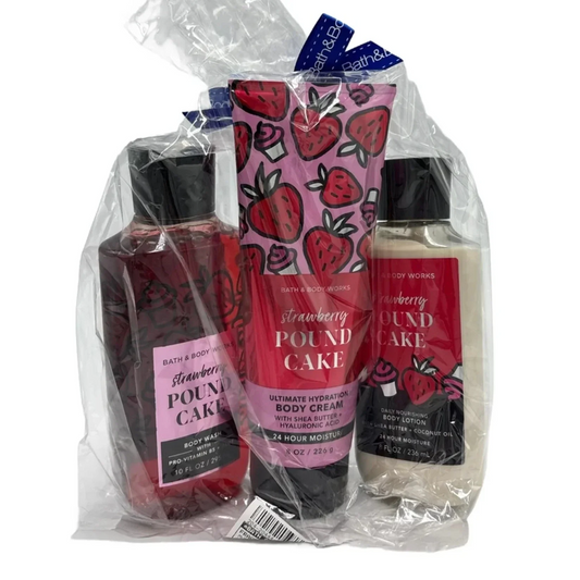 New! Strawberry Pound Cake 3pc. Fragrance Set By Bath And Body Works