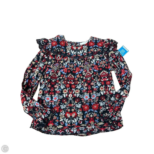Top Long Sleeve By Loft In Black & Red, Size: S
