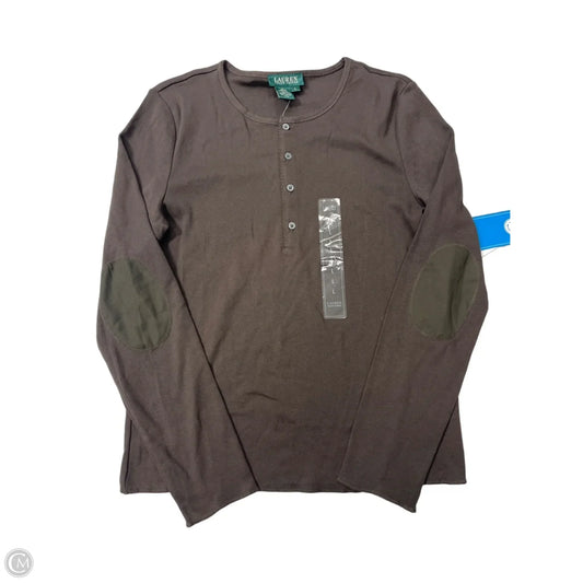 Top Long Sleeve By Lauren By Ralph Lauren In Brown, Size: L