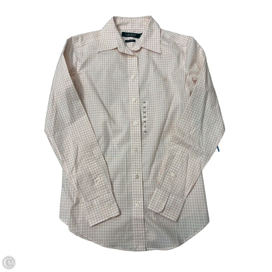 Top Long Sleeve By Lauren By Ralph Lauren In Pink & White, Size: Xs