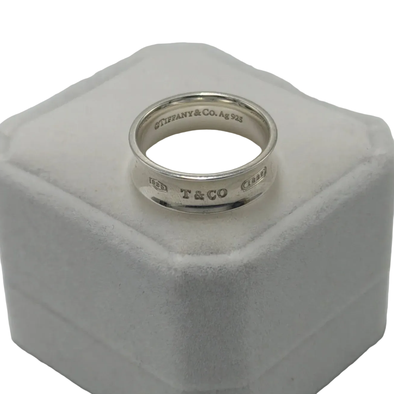 Tiffany And Company 1837 Thick Band 925 Silver Designer Ring, Size: 8