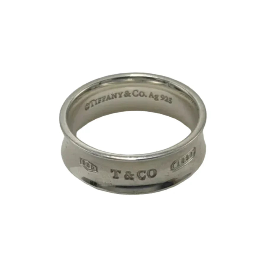 Tiffany And Company 1837 Thick Band 925 Silver Designer Ring, Size: 8