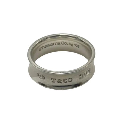 Tiffany And Company 1837 Thick Band 925 Silver Designer Ring, Size: 8